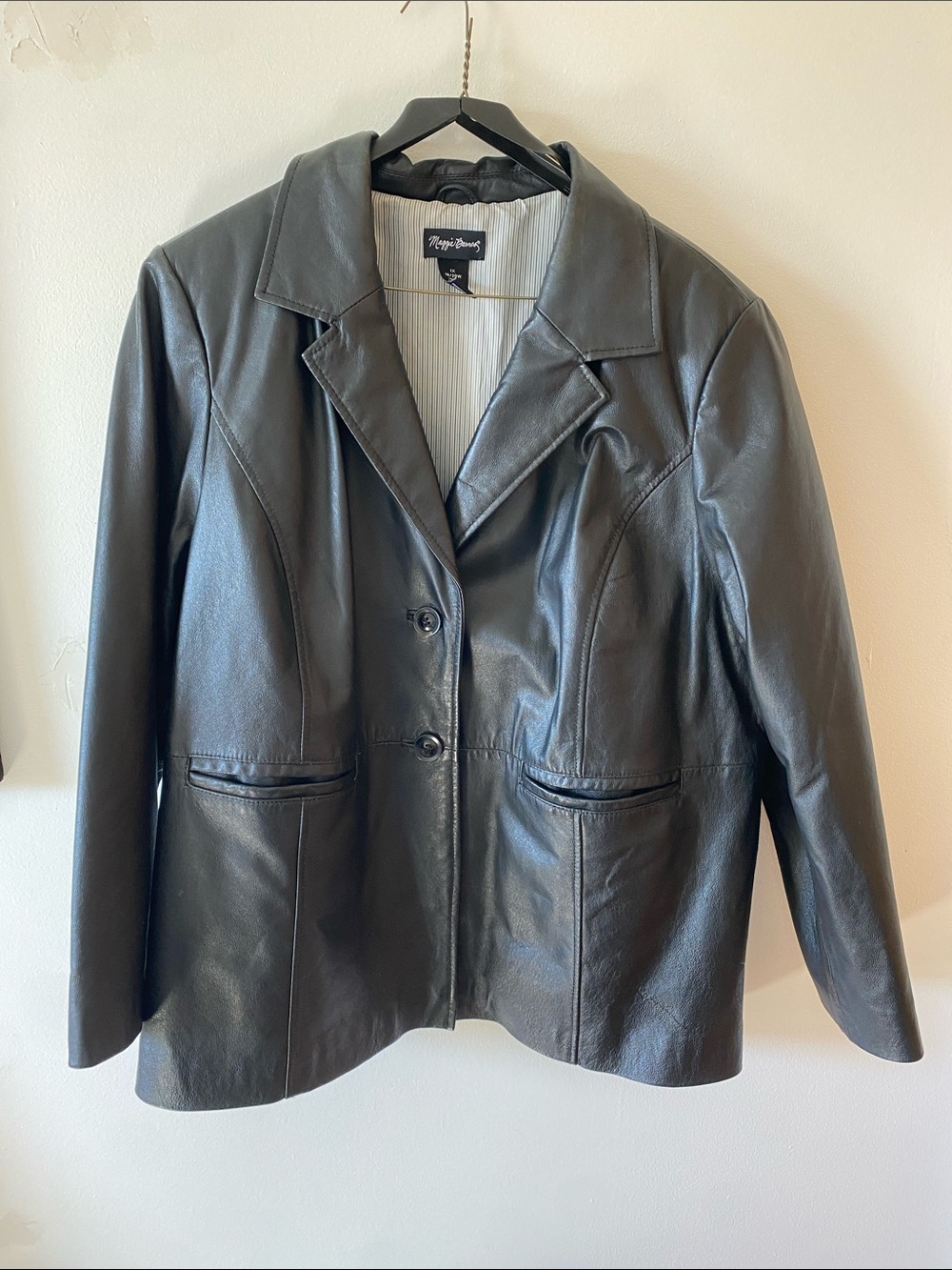 90s Style Black Leather Blazer Size 2X 18/20